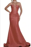 Jovani Strapless Sweetheart Neckline Gown In Red (color Varies Slightly From Image Appears Darker In Person In Pink