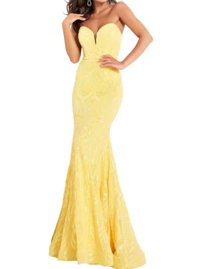 Jovani Strapless Sweetheart Prom Dress In Yellow