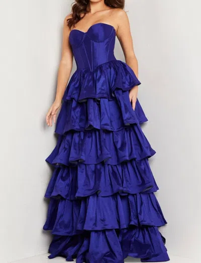 Jovani Strapless Tiered Dress In Purple