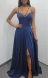 Jovani Strappy A-line Gown In Navy
