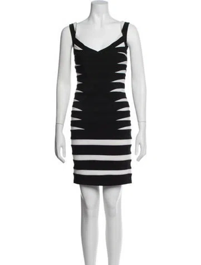 Pre-owned Jovani Striped Mini Dress In Black