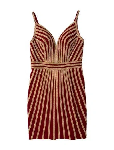 Pre-owned Jovani Striped Mini Dress W/ Tags In Red