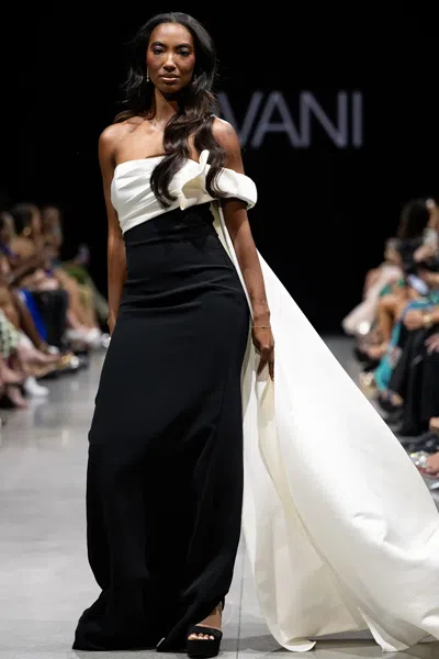 Jovani Sweeping Draped Sleeve Gown In Multi