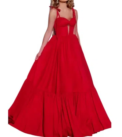 Jovani Sweetheart Corset Ballgown In Red