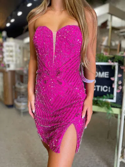 Jovani Sweetheart Mini Dress In Magenta In Purple