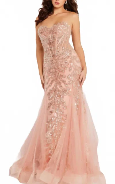 Jovani Sweetheart Neckline Embellished Dress In Blush In Gold