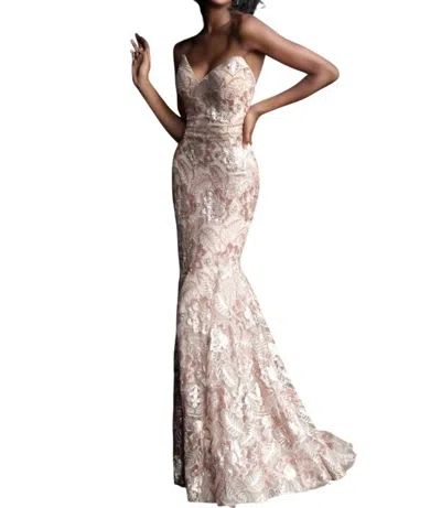 Jovani Sweetheart Neckline Gown In Champagne In Neutral