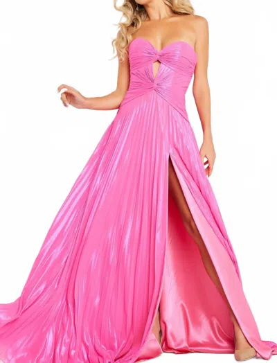 Jovani Sweetheart Neckline High Slit Dress In Hot Pink