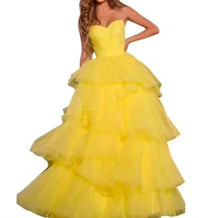 Jovani Sweetheart Tiered Ballgown In Yellow