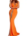 Jovani Trail Beaded Prom Dress In Orange In Orange