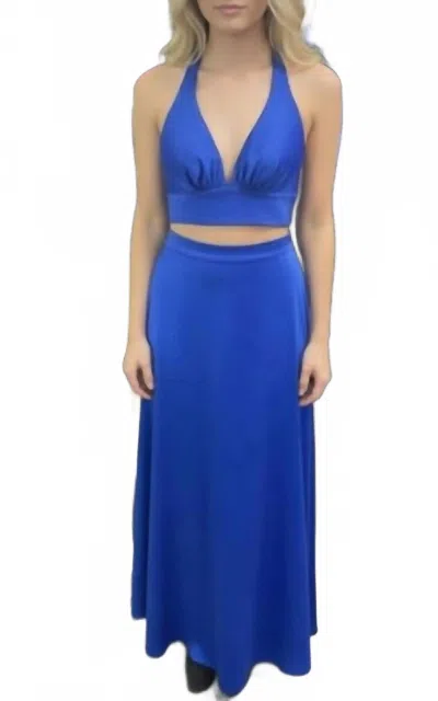 Jovani Two Piece Gown In Royal In Blue