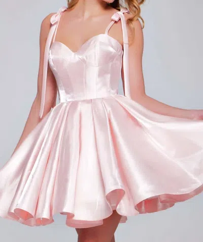 Jovani V Neckline Fit And Flare Dress In Pink