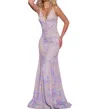 Jovani V Neckline Mermaid Gown In Iridescent Multi In Pink