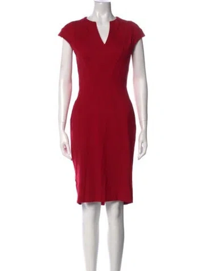 Pre-owned Jovani V-neck Knee-length Dress In Red