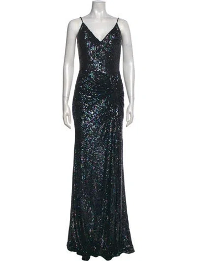 Pre-owned Jovani V-neck Long Dress In Black