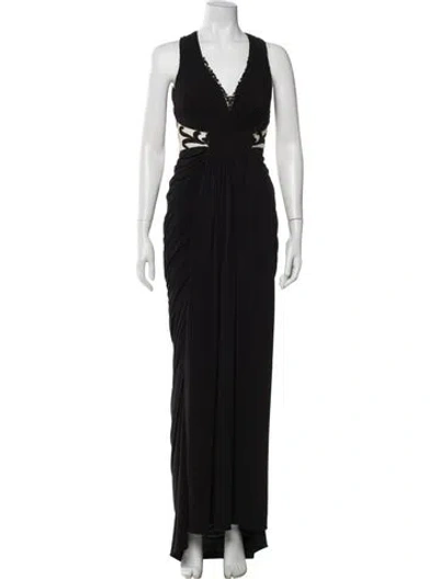 Pre-owned Jovani V-neck Long Dress In Black