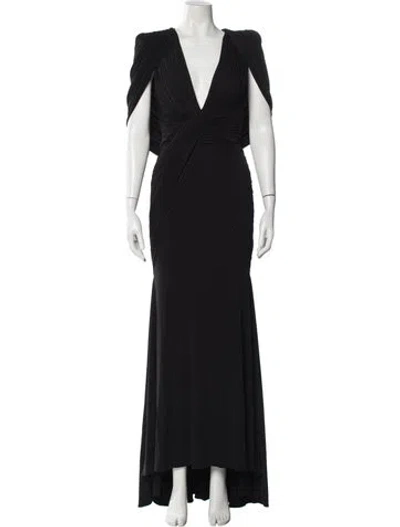 Pre-owned Jovani V-neck Long Dress In Black