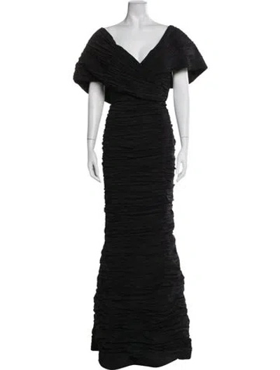 Pre-owned Jovani V-neck Long Dress In Black