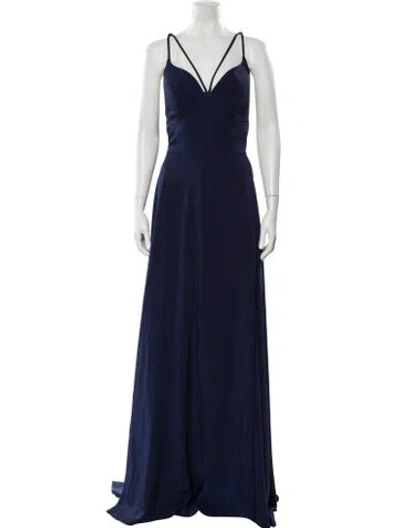 Pre-owned Jovani V-neck Long Dress In Blue