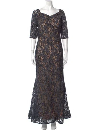 Pre-owned Jovani V-neck Long Dress In Blue
