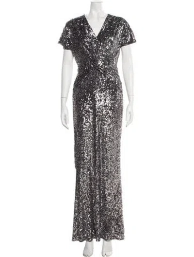 Pre-owned Jovani V-neck Long Dress In Multi