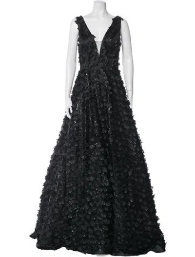 Pre-owned Jovani V-neck Long Dress In Multi