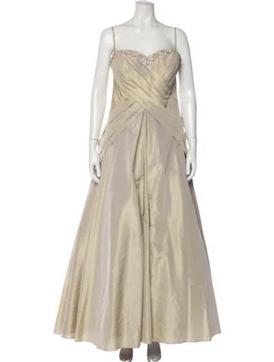 Pre-owned Jovani V-neck Long Dress In Neutral