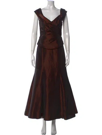 Pre-owned Jovani V-neck Long Dress In Pink