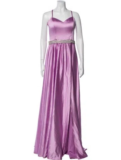 Pre-owned Jovani V-neck Long Dress In Purple