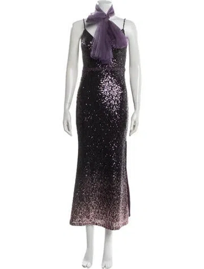 Pre-owned Jovani V-neck Long Dress In Purple