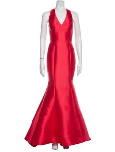 Pre-owned Jovani V-neck Long Dress In Red