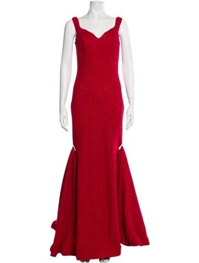 Pre-owned Jovani V-neck Long Dress In Red