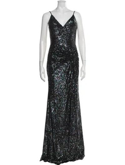 Pre-owned Jovani V-neck Long Dress W/ Tags In Black