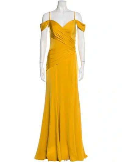Pre-owned Jovani V-neck Long Dress In Yellow