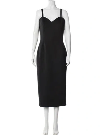 Pre-owned Jovani V-neck Midi Length Dress In Black
