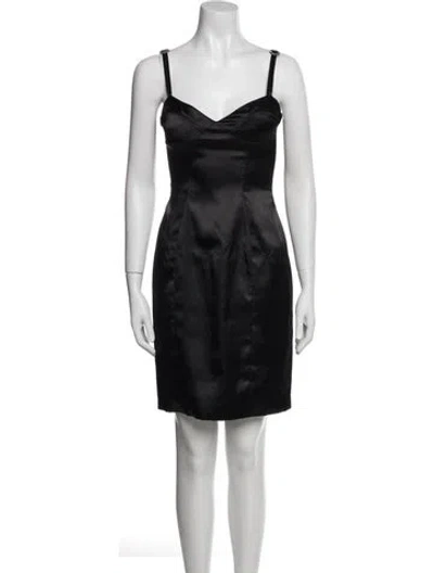 Pre-owned Jovani V-neck Mini Dress In Black