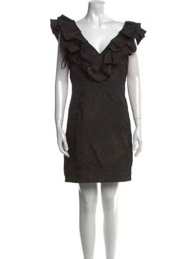 Pre-owned Jovani V-neck Mini Dress In Black