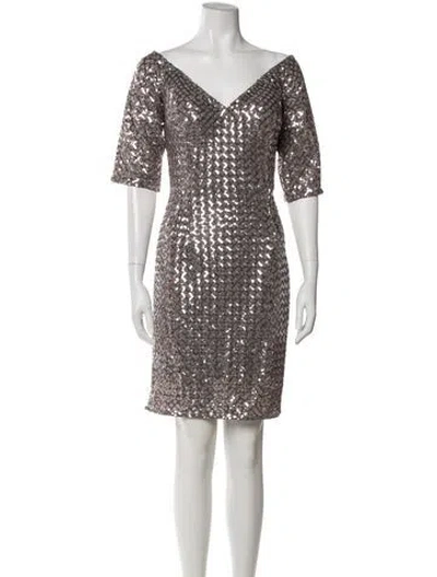 Pre-owned Jovani V-neck Mini Dress In Multi