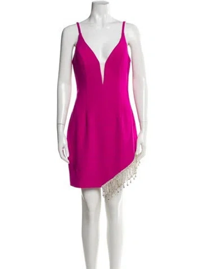 Pre-owned Jovani V-neck Mini Dress In Pink