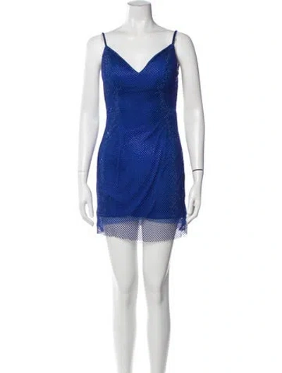Pre-owned Jovani V-neck Mini Dress W/ Tags In Blue