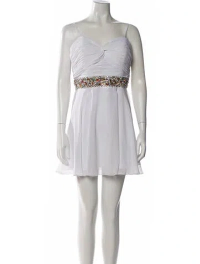 Pre-owned Jovani V-neck Mini Dress In White