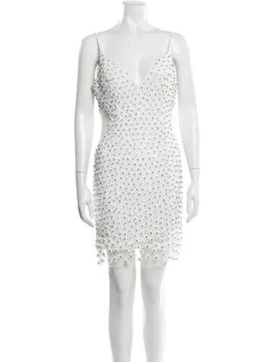 Pre-owned Jovani V-neck Mini Dress In White