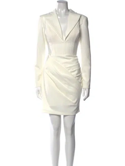 Pre-owned Jovani V-neck Mini Dress In White