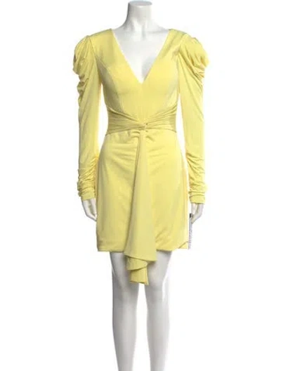 Pre-owned Jovani V-neck Mini Dress In Yellow