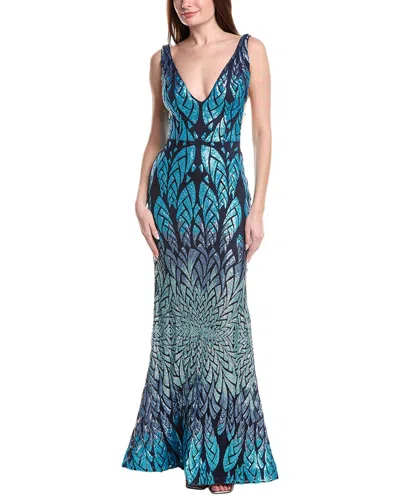 Jovani V-neck Prom Dress In Blue