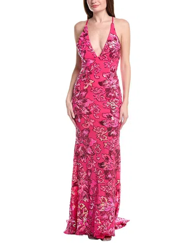 Jovani V-neck Tie Back Sheath Dress In Multi