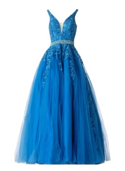 Jovani Women's Embellished Belt Prom Ballgown In Blue