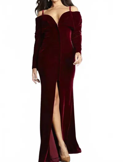 Jovani Women's Evening Dress In Burgundy In White