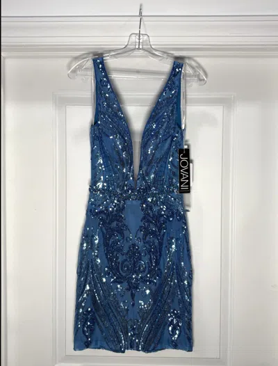 Jovani Women's Plunging Neck Short Dress In Light Blue