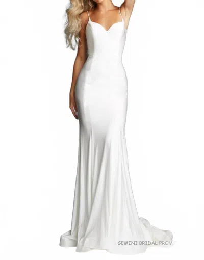 Jovani 07643 Long Spaghetti Strap Prom Dress In White